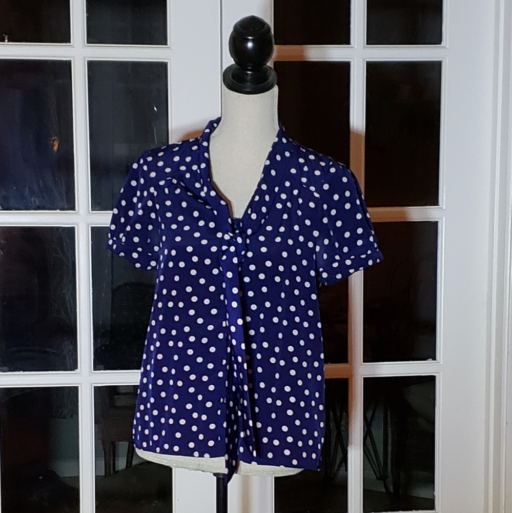 Forever 21 Navy Blue Polka Dot Blouse